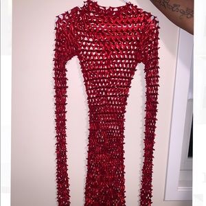 TLZLFEMME METALLIC FISHNET DRESS